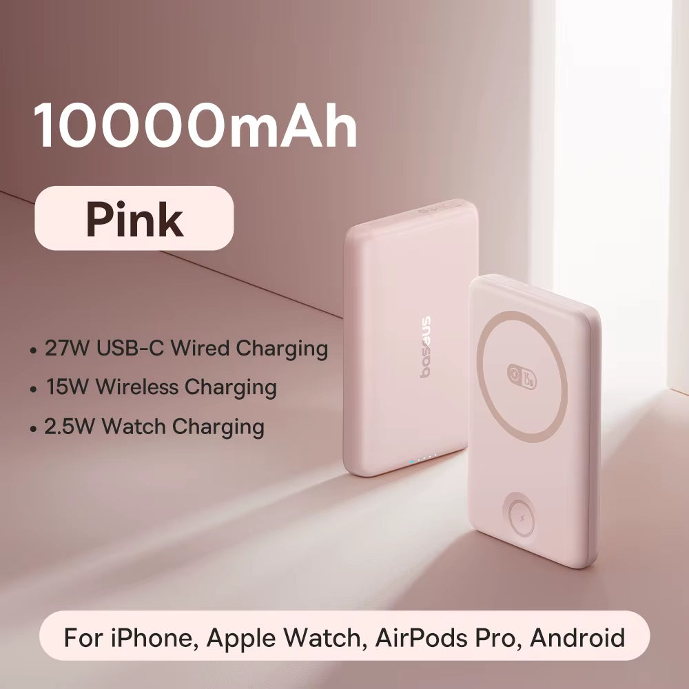27W Magnetic Power Bank 10000Mah 15W Wireless Charging External Battery for Iphone Iwatch Airpods Samsung Xiaomi Poco