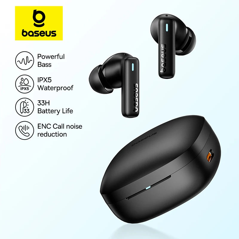Bowie E19 Wireless Earphones Bluetooth 5.3 Big Bass 12Mm Drivers IPX5 Waterproof Earbuds 33Hrs Battery Life Headphones