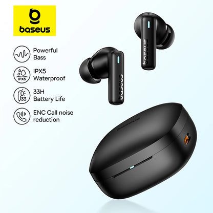Bowie E19 Wireless Earphones Bluetooth 5.3 Big Bass 12Mm Drivers IPX5 Waterproof Earbuds 33Hrs Battery Life Headphones