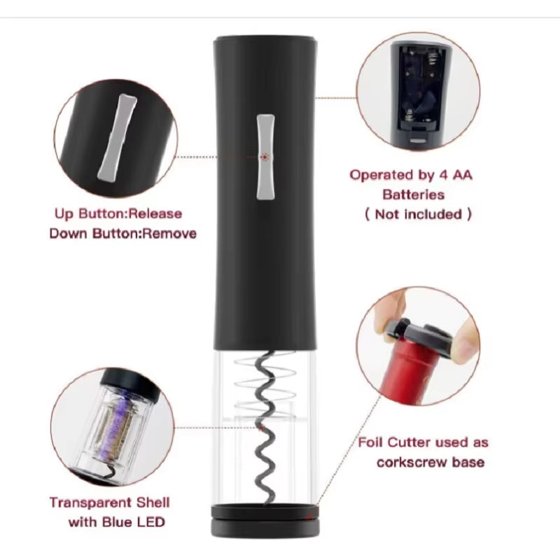 Electric Bottle Opener with Foil Cutter Corkscrew Wine Accessories Smart Automatic Wine Opener Kitchen Appliance