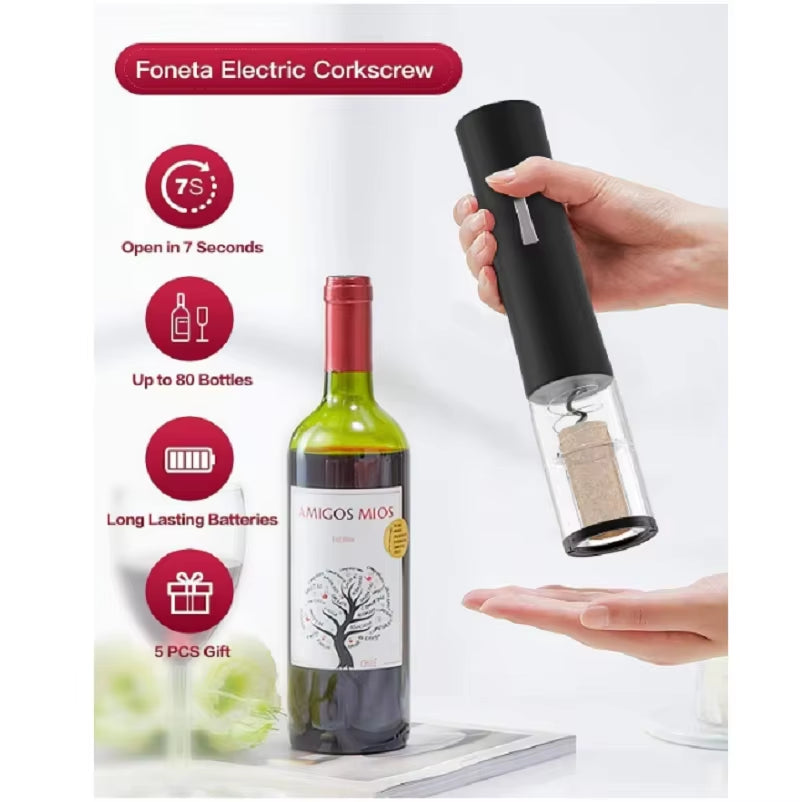 Electric Bottle Opener with Foil Cutter Corkscrew Wine Accessories Smart Automatic Wine Opener Kitchen Appliance