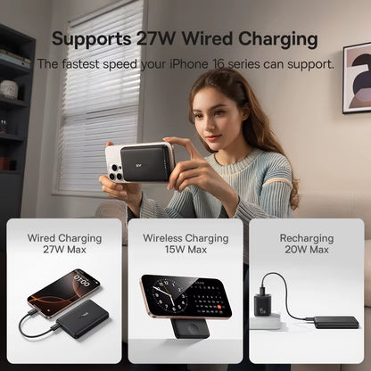 27W Magnetic Power Bank 10000Mah 15W Wireless Charging External Battery for Iphone Iwatch Airpods Samsung Xiaomi Poco