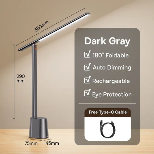 Rechargeable foldable LED desk lamp with auto dimming and eye protection – PrimeTechVita