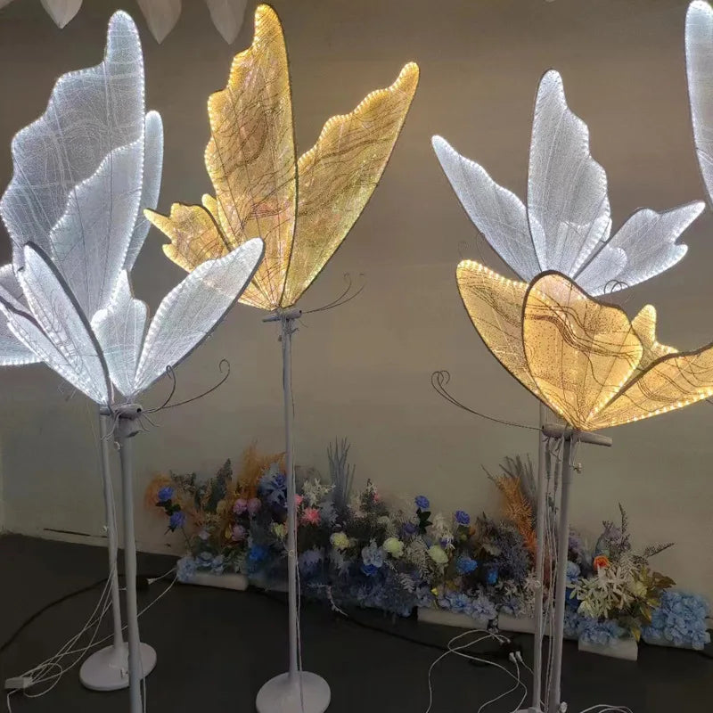 60/80/100Cm Wedding Butterfly Floor Lamp Creative Butterfly Ceiling Lamp Butterfly Hanging Decoration Prop for Wedding Christmas