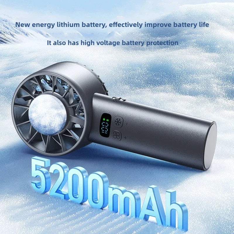 Ice Compress High-Speed Cooling Fan Handheld Fans USB Rechargeable Portable Mini Fan LED Digital Display