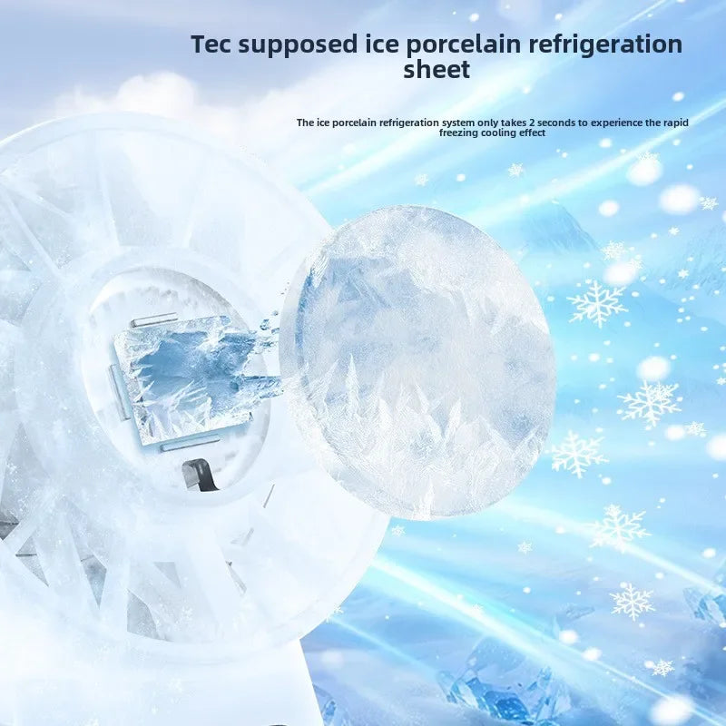 Ice Compress High-Speed Cooling Fan Handheld Fans USB Rechargeable Portable Mini Fan LED Digital Display