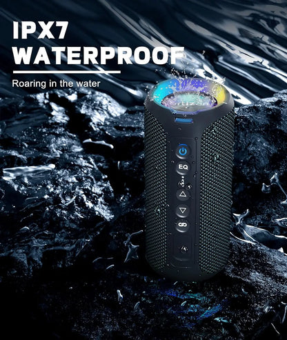 X8 Pro Bluetooth Speaker Portable with 40W Stereo Sound,Rich Bass,Ipx7 Waterproof, 30H Playtime, Mixed Color Lights,3 EQ