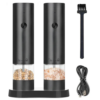 USB Rechargeable Electric Salt and Pepper Grinder Adjustable Coarseness Large Capacity Auto Spices Grinders Kitchen Cooking Tool