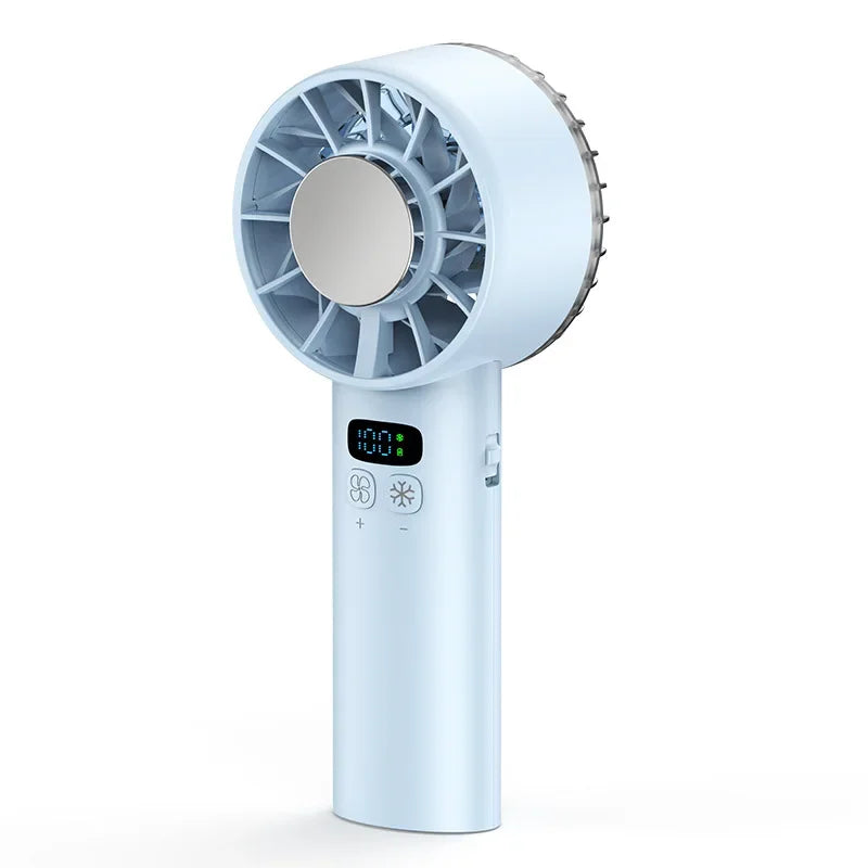 Ice Compress High-Speed Cooling Fan Handheld Fans USB Rechargeable Portable Mini Fan LED Digital Display