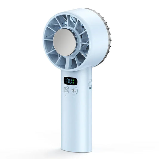Ice Compress High-Speed Cooling Fan Handheld Fans USB Rechargeable Portable Mini Fan LED Digital Display