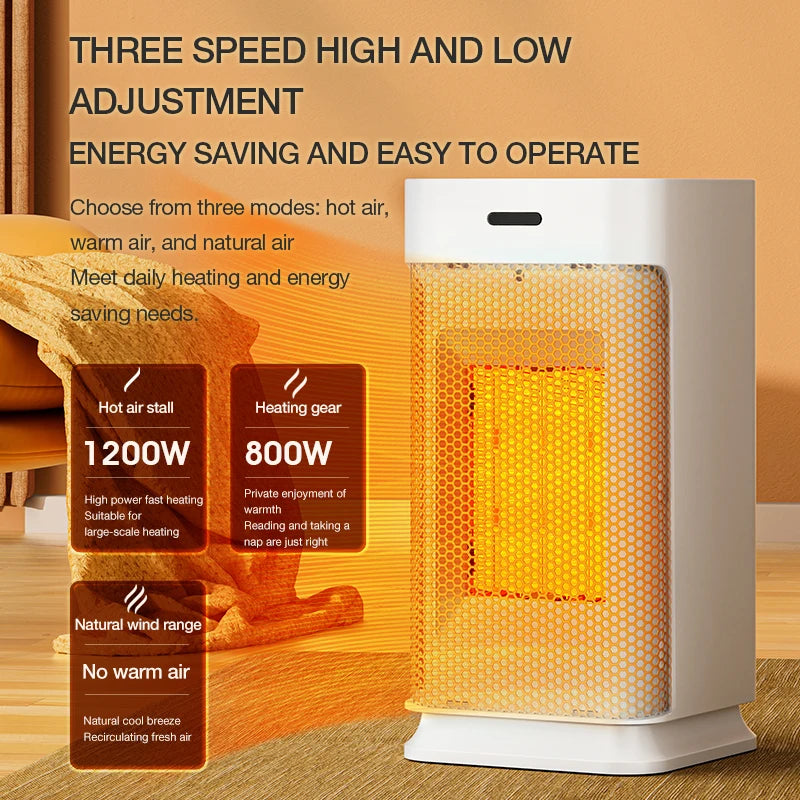 Home & Office Space Heater 1200W – Fast Ceramic Heating, Oscillation, Remote & Timer