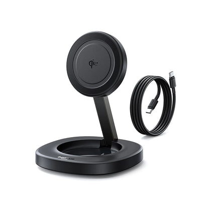 Baseus Qi2 15W Foldable Wireless Charger Stand Magnetic Adjustable Viewing Angle for Iphone 16 15 14 13 Airpods 2Nd 3Rd Gen Pro