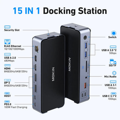 USB C Hub Usb Type C Laptop Docking Station Multi-Port Adapter HDMI RJ45 PD3.0 USB-A 2.0 3.0 SD/TF DP for Macbook Windows
