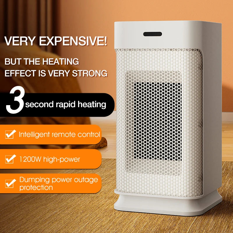 Home & Office Space Heater 1200W – Fast Ceramic Heating, Oscillation, Remote & Timer