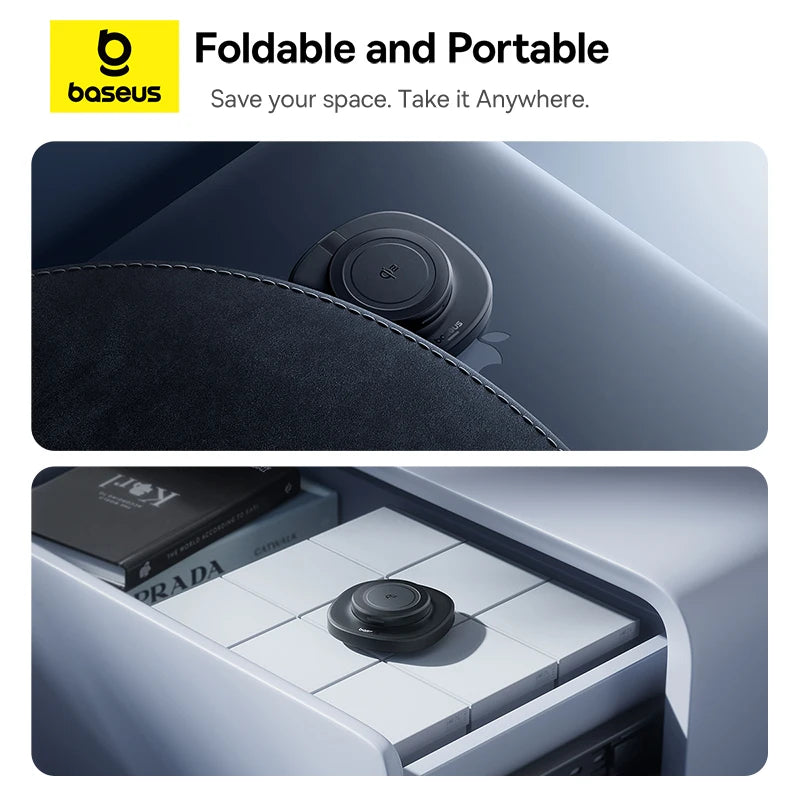 Baseus Qi2 15W Foldable Wireless Charger Stand Magnetic Adjustable Viewing Angle for Iphone 16 15 14 13 Airpods 2Nd 3Rd Gen Pro