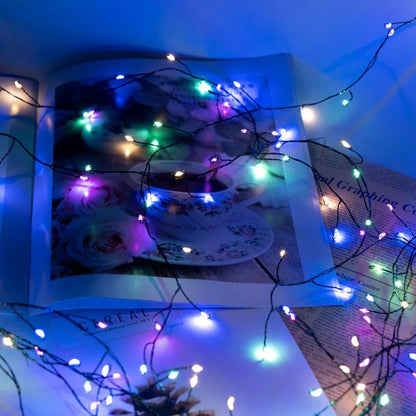 6M-42M LED Fairy Light Cluster Firecracker String Lights Christmas Garland for Birthday Home New Year Christmas Tree Decor Lamps