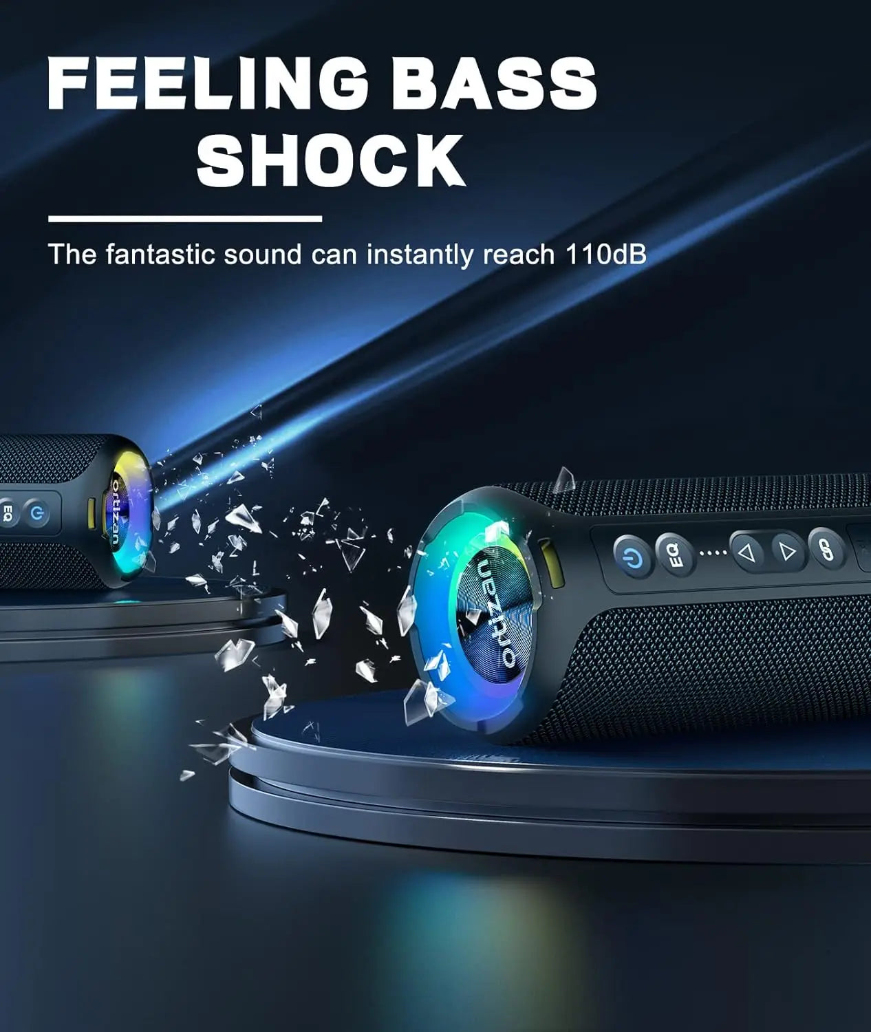 X8 Pro Bluetooth Speaker Portable with 40W Stereo Sound,Rich Bass,Ipx7 Waterproof, 30H Playtime, Mixed Color Lights,3 EQ