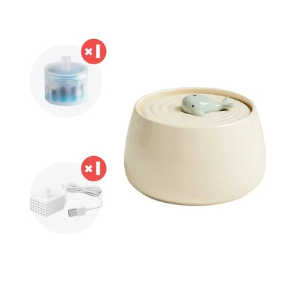 1.3 L Ceramic Cat Water Fountain USB Charging Pet Water Feeders Dogs Automatic Circulating Filtration Flow Water Dispenser