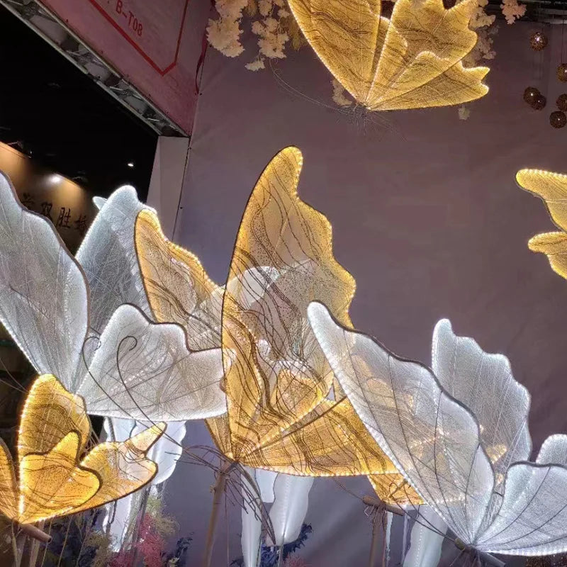 60/80/100Cm Wedding Butterfly Floor Lamp Creative Butterfly Ceiling Lamp Butterfly Hanging Decoration Prop for Wedding Christmas