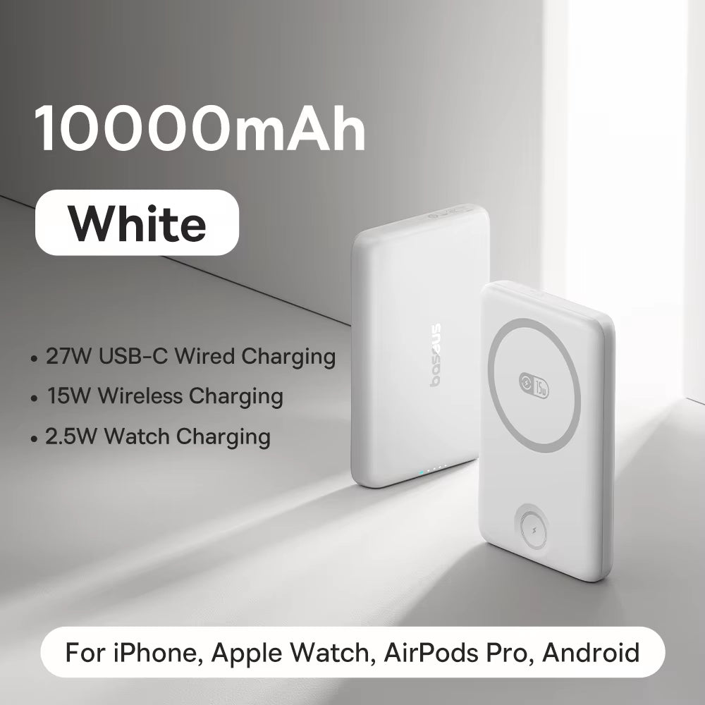 27W Magnetic Power Bank 10000Mah 15W Wireless Charging External Battery for Iphone Iwatch Airpods Samsung Xiaomi Poco
