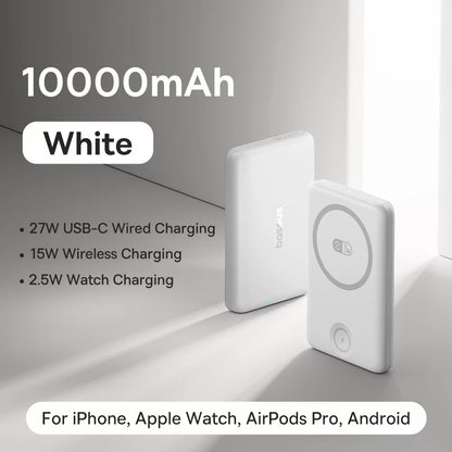 27W Magnetic Power Bank 10000Mah 15W Wireless Charging External Battery for Iphone Iwatch Airpods Samsung Xiaomi Poco