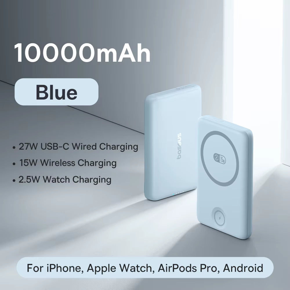 27W Magnetic Power Bank 10000Mah 15W Wireless Charging External Battery for Iphone Iwatch Airpods Samsung Xiaomi Poco