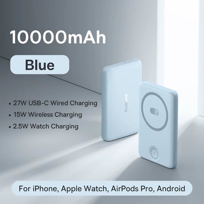 27W Magnetic Power Bank 10000Mah 15W Wireless Charging External Battery for Iphone Iwatch Airpods Samsung Xiaomi Poco
