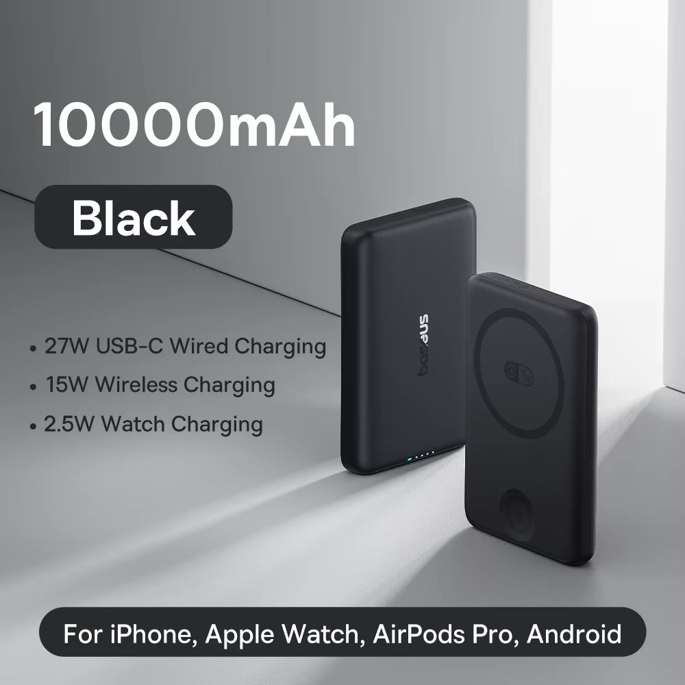 27W Magnetic Power Bank 10000Mah 15W Wireless Charging External Battery for Iphone Iwatch Airpods Samsung Xiaomi Poco