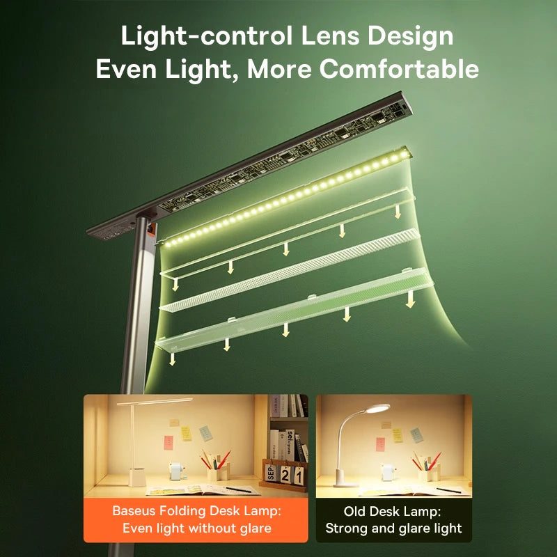 Desk Lamp 180° Foldable LED Table Lamp Rechargeable Auto Dimming Smart Eye Protection Study Reading Room Night Light Lamp